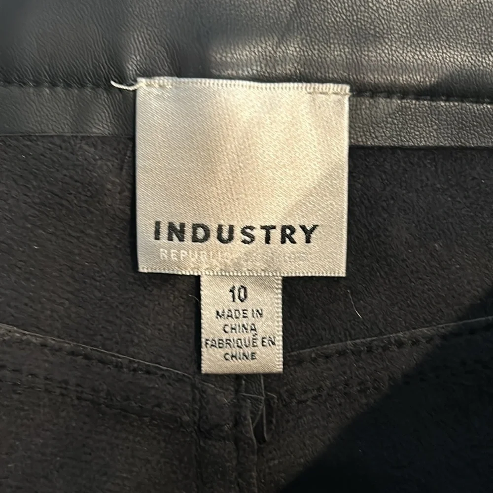 Industry faux leather wide leg black pants size 10